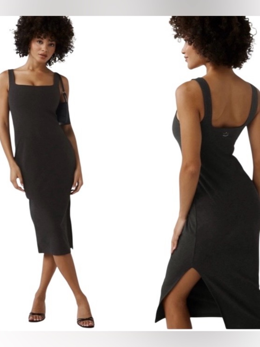 Beyond Yoga Everette Spacedye Midi Dress Black Side‎ Slit Size
Large NWT